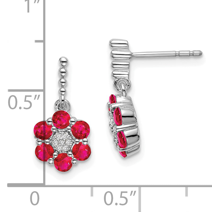 14k White Gold Ruby and Diamond Earrings (2.25 grams)