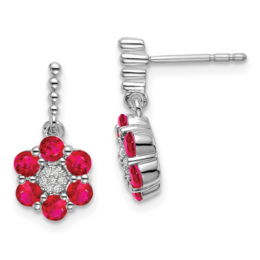 14k White Gold Ruby and Diamond Earrings (2.25 grams)