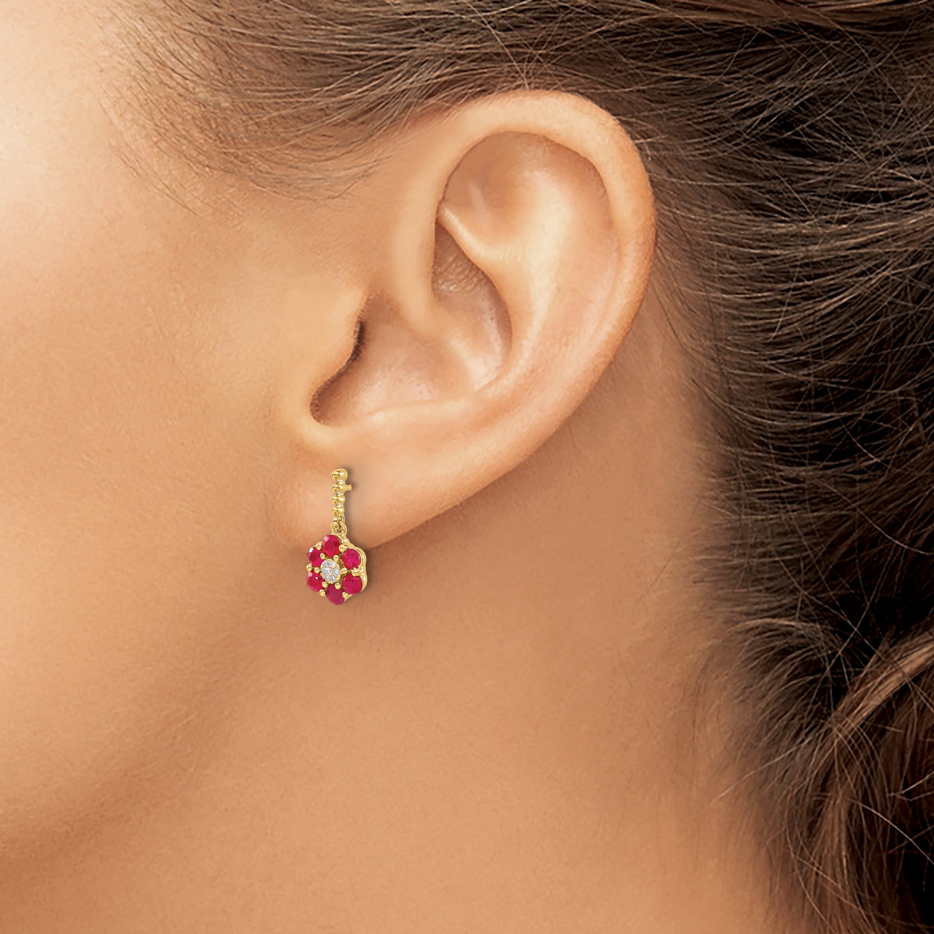 14k Ruby and Diamond Earrings (2.25 grams)