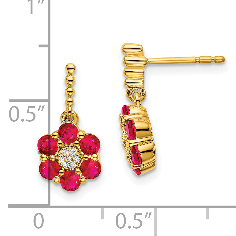 14k Ruby and Diamond Earrings (2.25 grams)