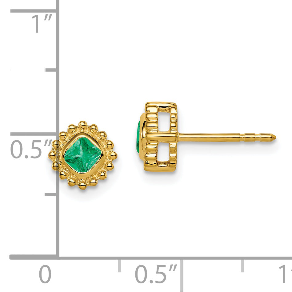 14k Cushion Emerald Earrings (1.8 grams)