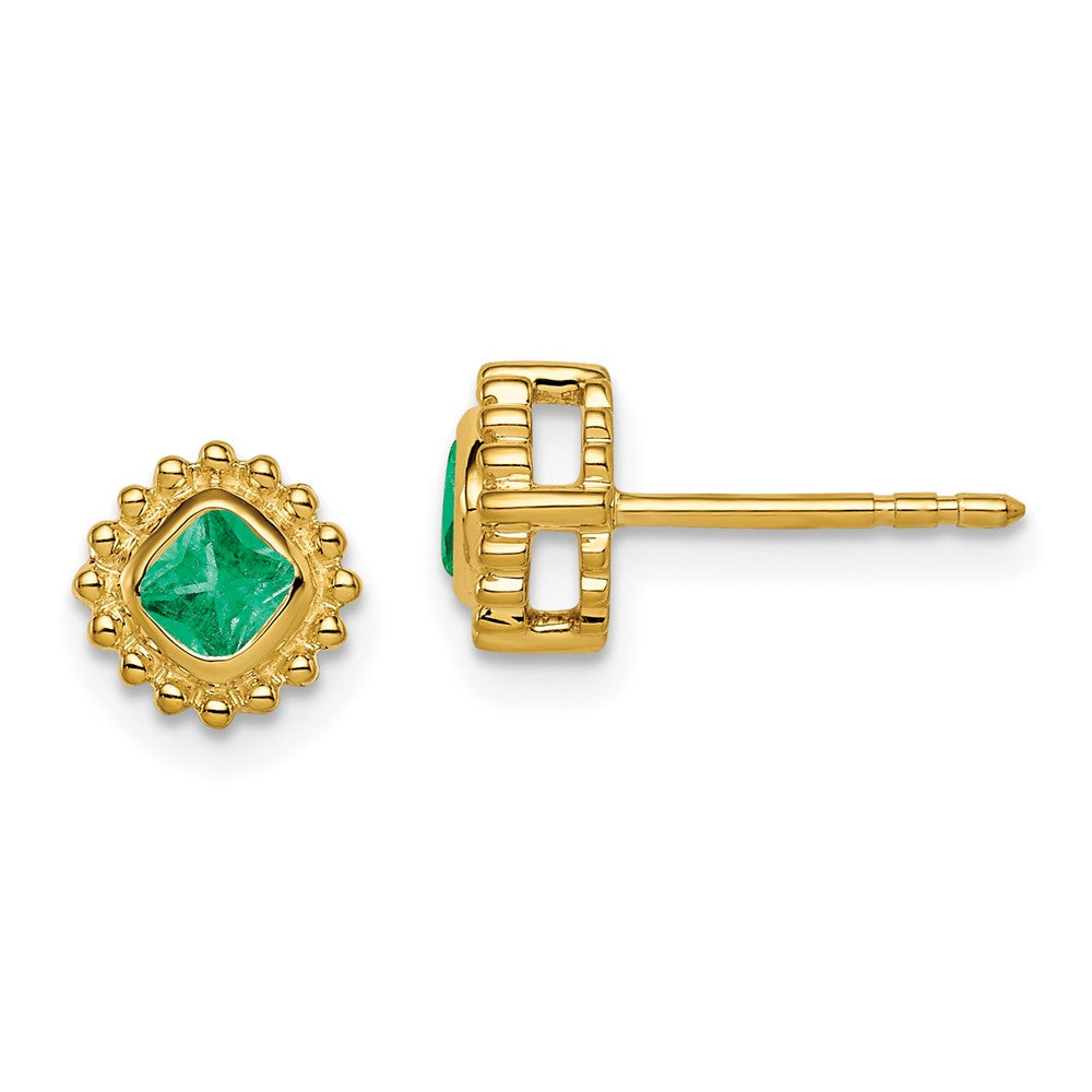 14k Cushion Emerald Earrings (1.8 grams)