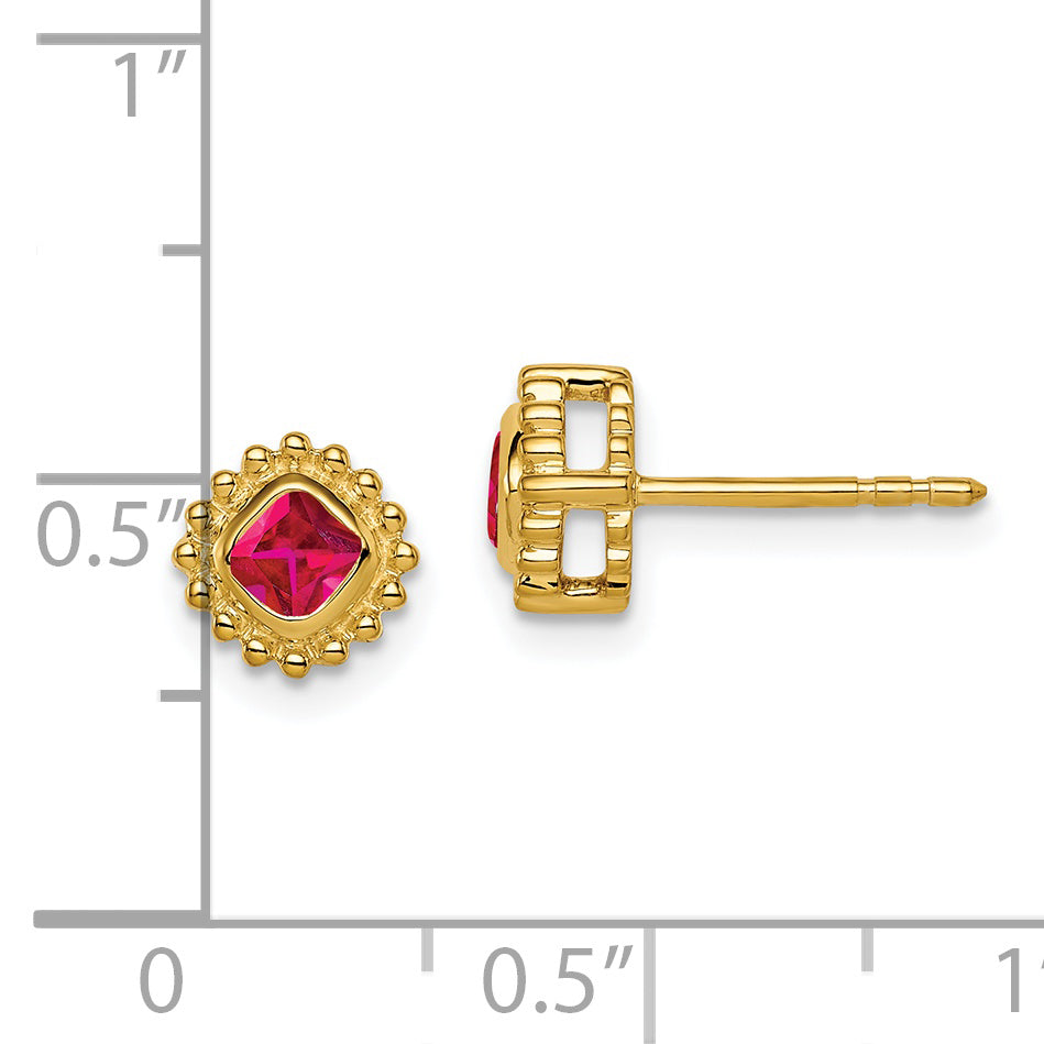 14k Cushion Ruby Earrings (1.8 grams)