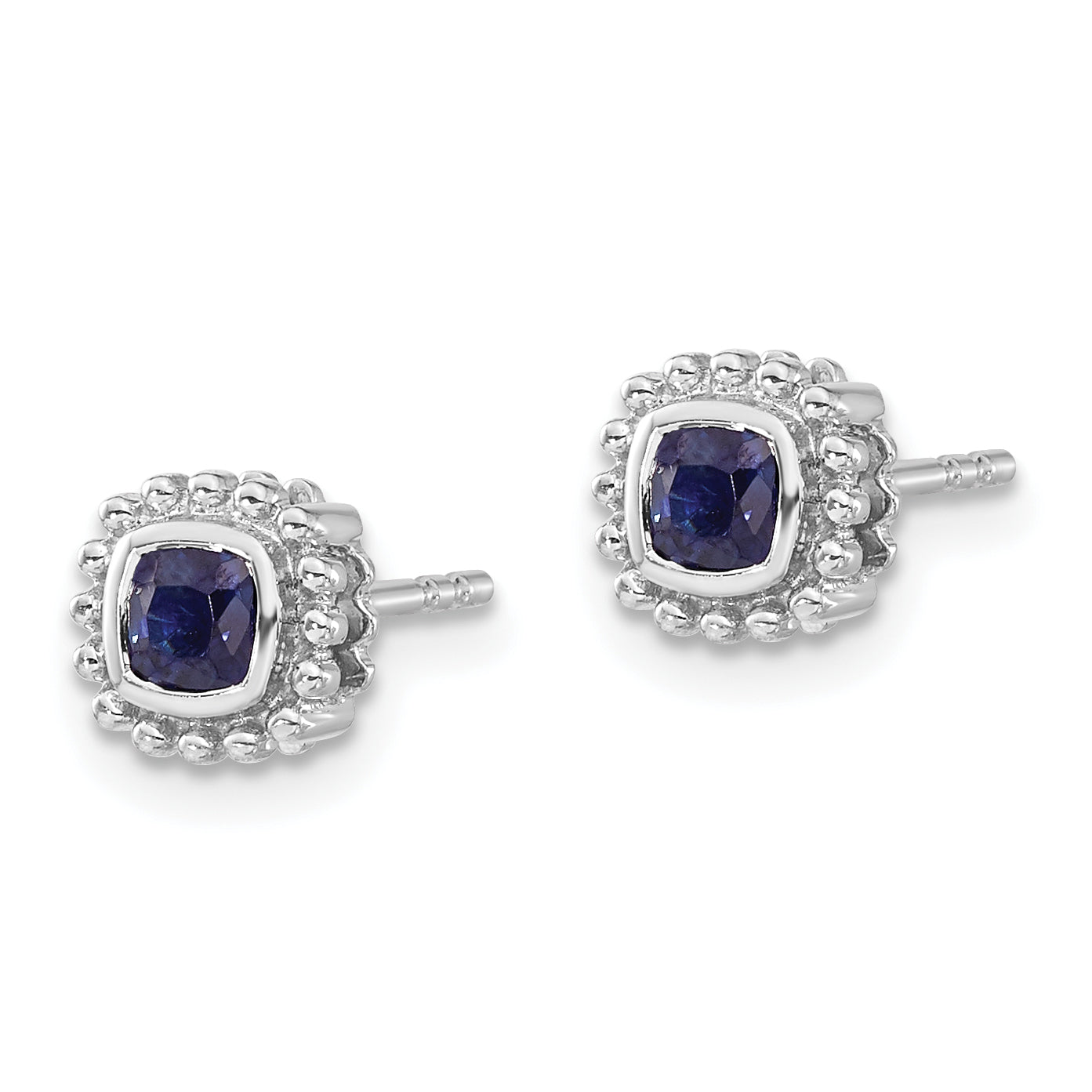 14k White Gold Cushion Sapphire Earrings (1.8 grams)