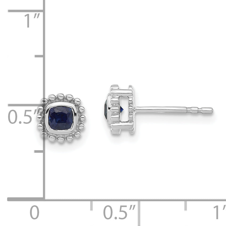 14k White Gold Cushion Sapphire Earrings (1.8 grams)