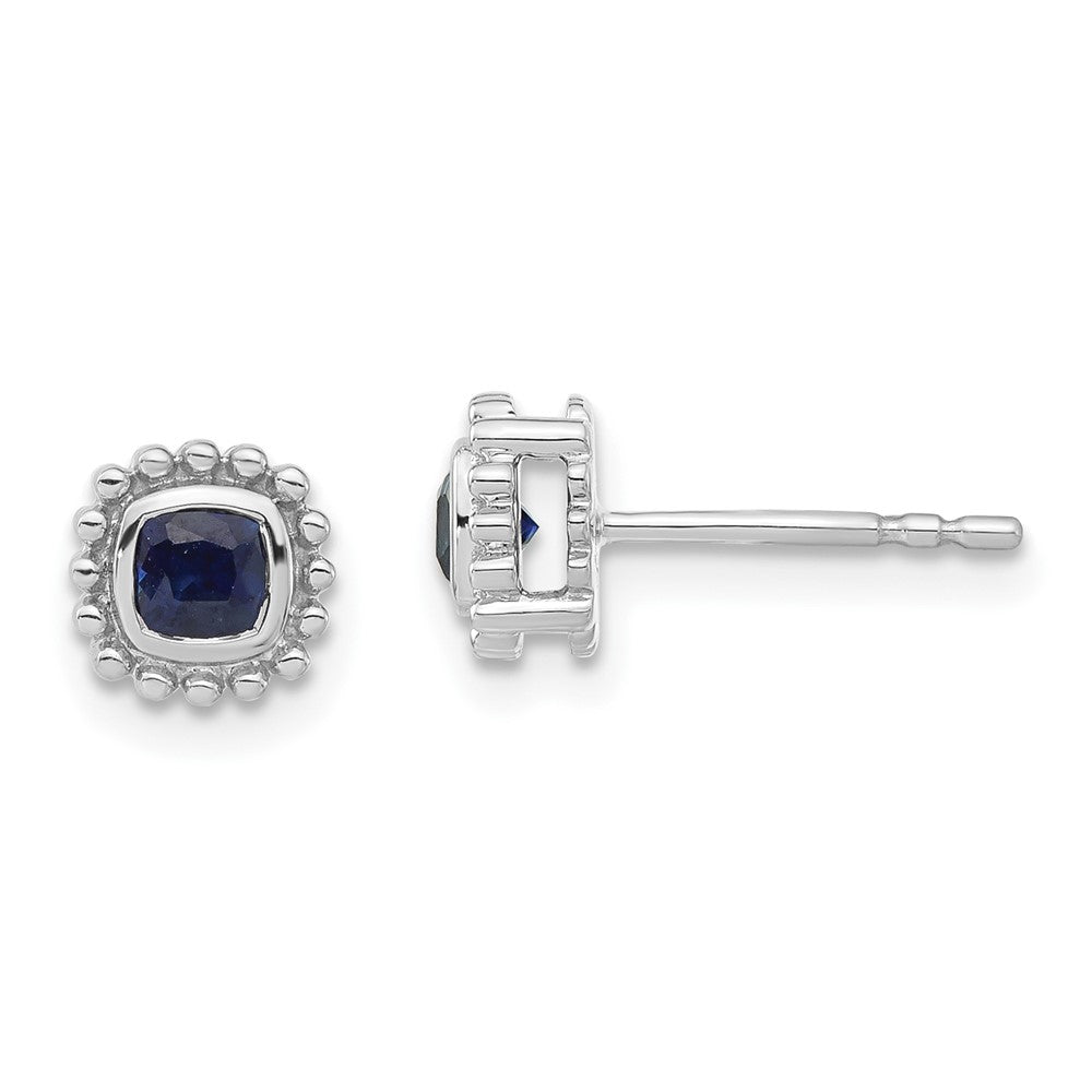 14k White Gold Cushion Sapphire Earrings (1.8 grams)