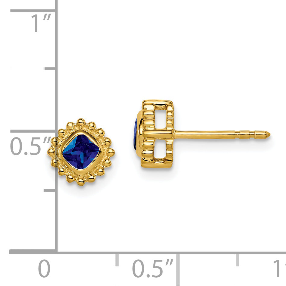 14k Cushion Sapphire Earrings (1.8 grams)