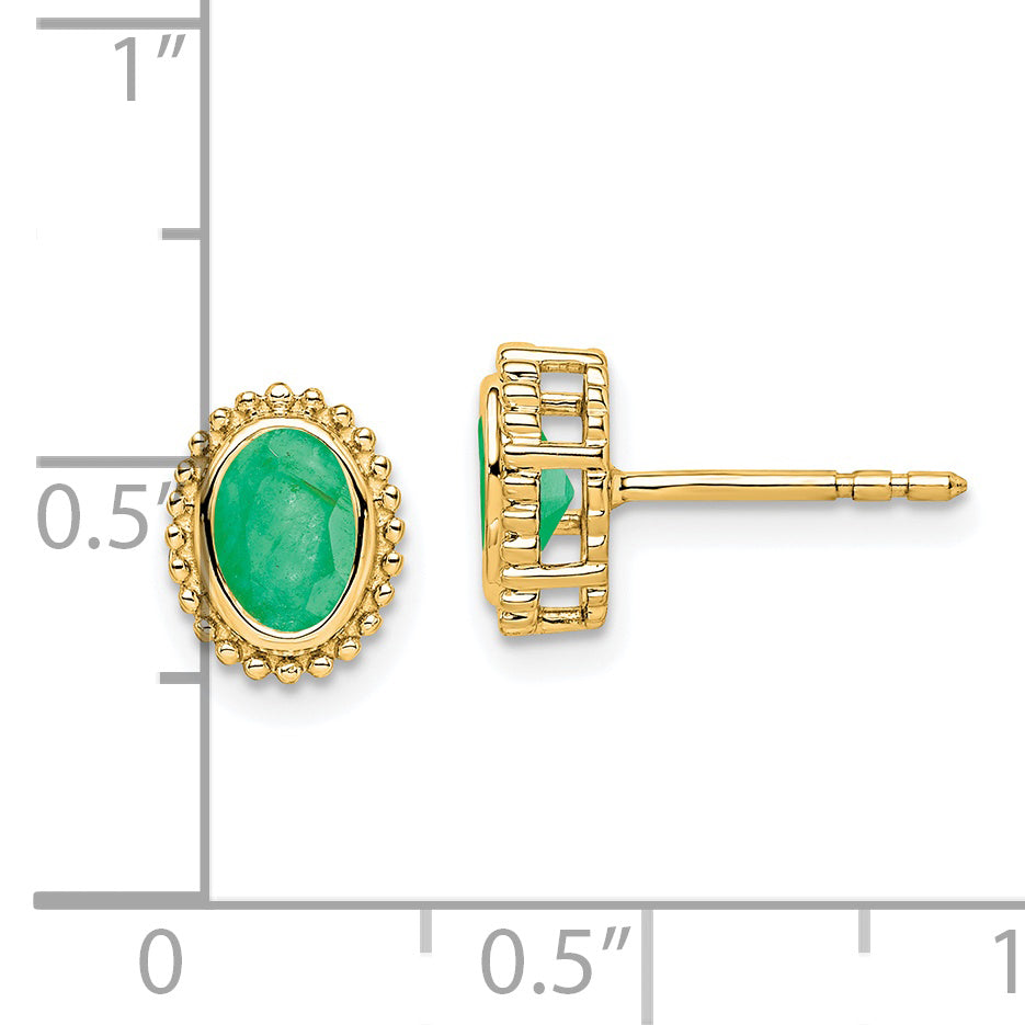 14k Oval Emerald Post Earrings (1.55 grams)