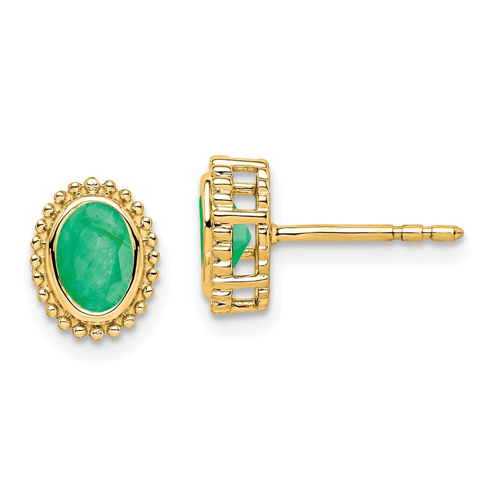 14k Oval Emerald Post Earrings (1.55 grams)