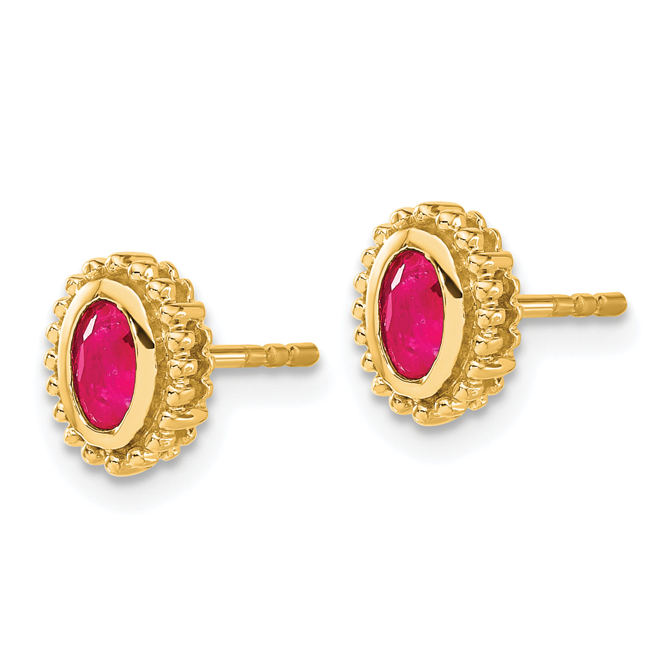 14k Oval Ruby Post Earrings (1.55 grams)