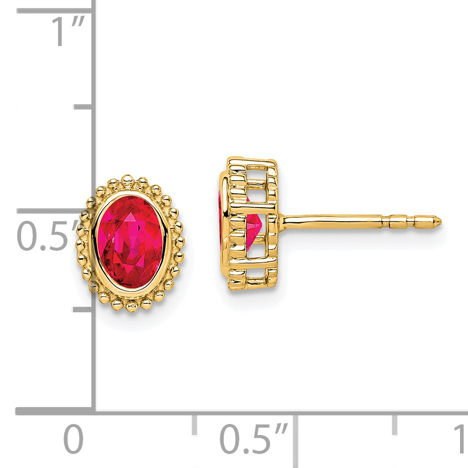 14k Oval Ruby Post Earrings (1.55 grams)