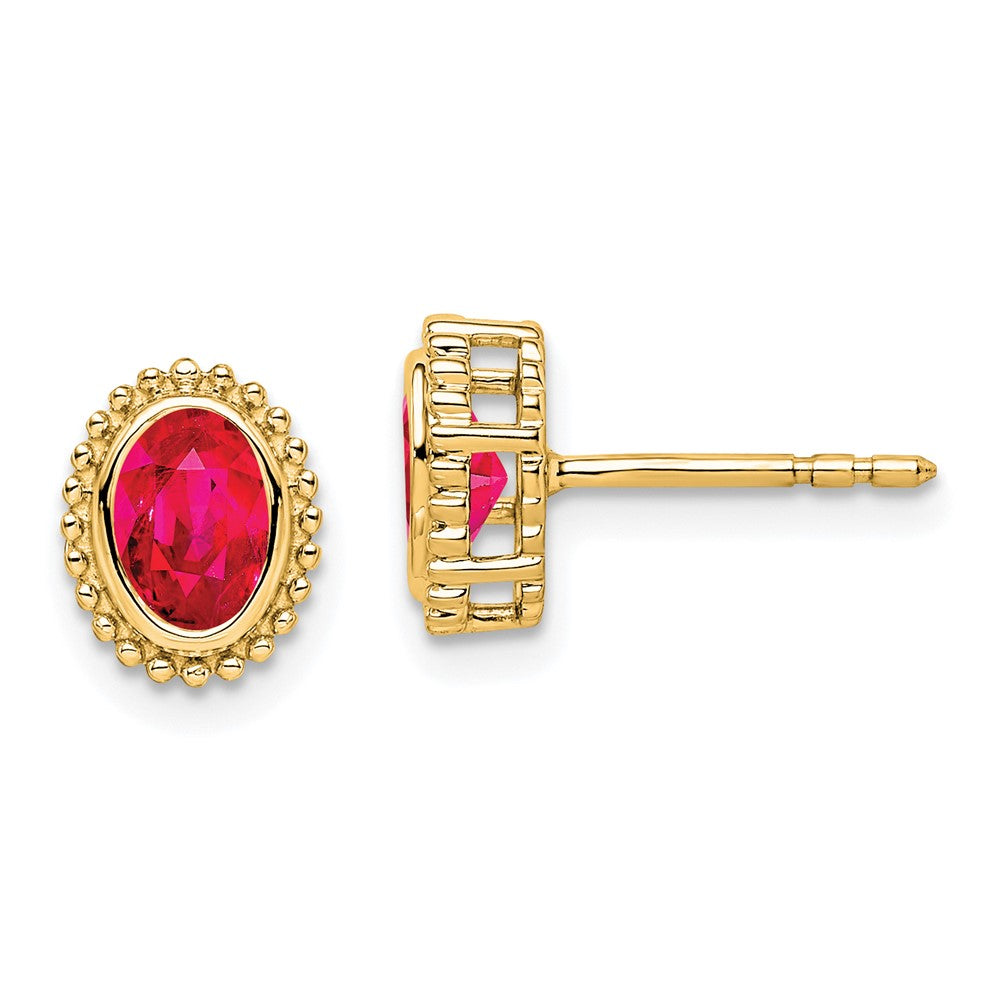 14k Oval Ruby Post Earrings (1.55 grams)