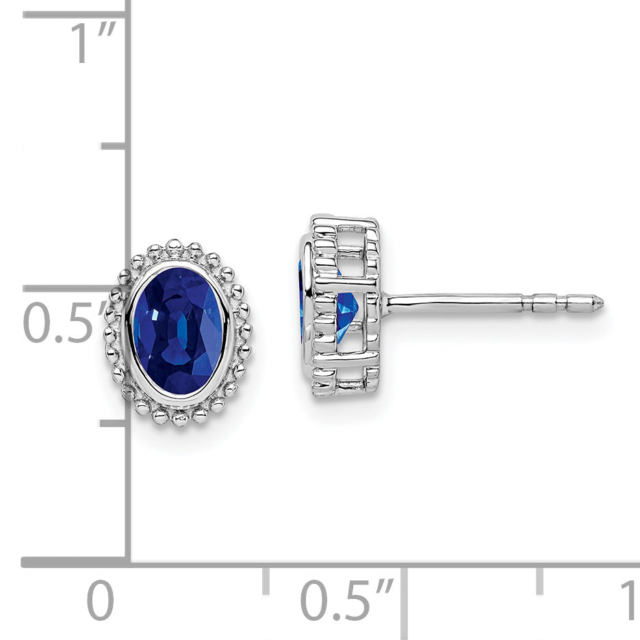 14k White Gold Oval Sapphire Post Earrings (1.55 grams)