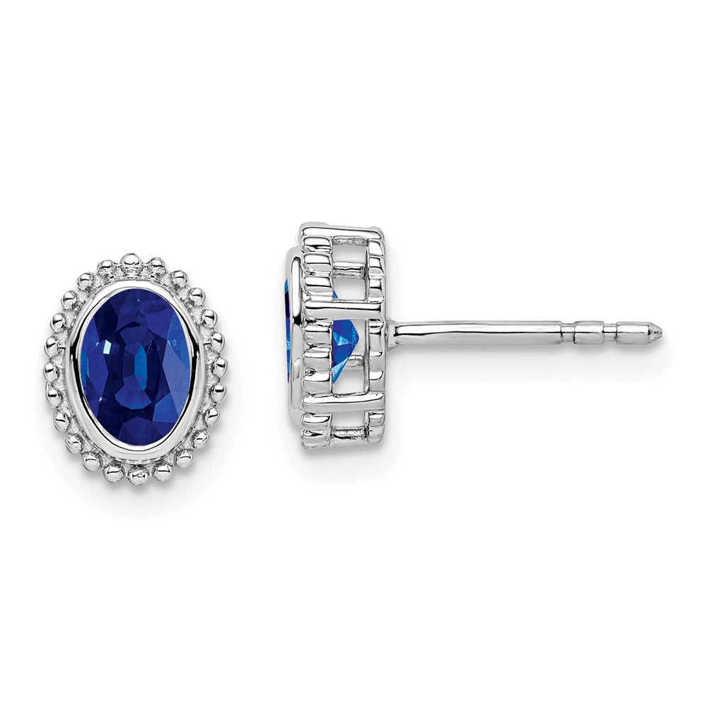 14k White Gold Oval Sapphire Post Earrings (1.55 grams)