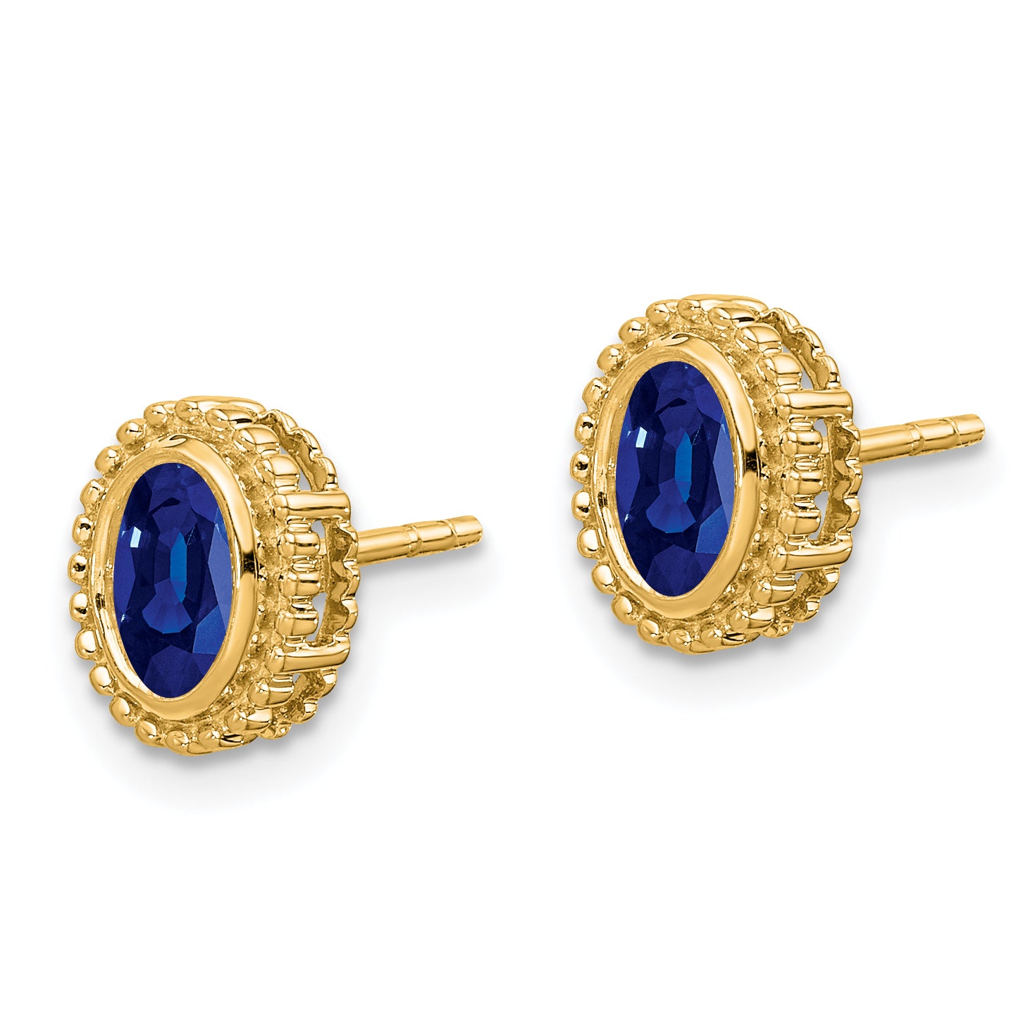 14k Oval Sapphire Post Earrings (1.55 grams)