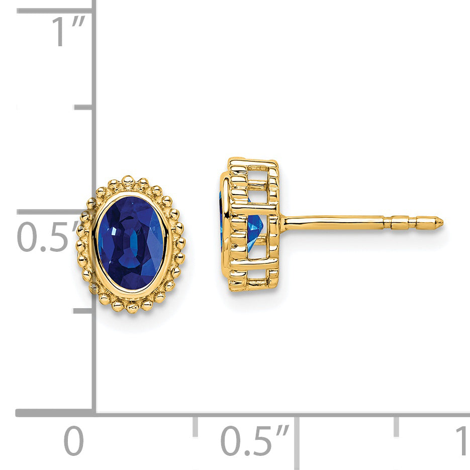 14k Oval Sapphire Post Earrings (1.55 grams)