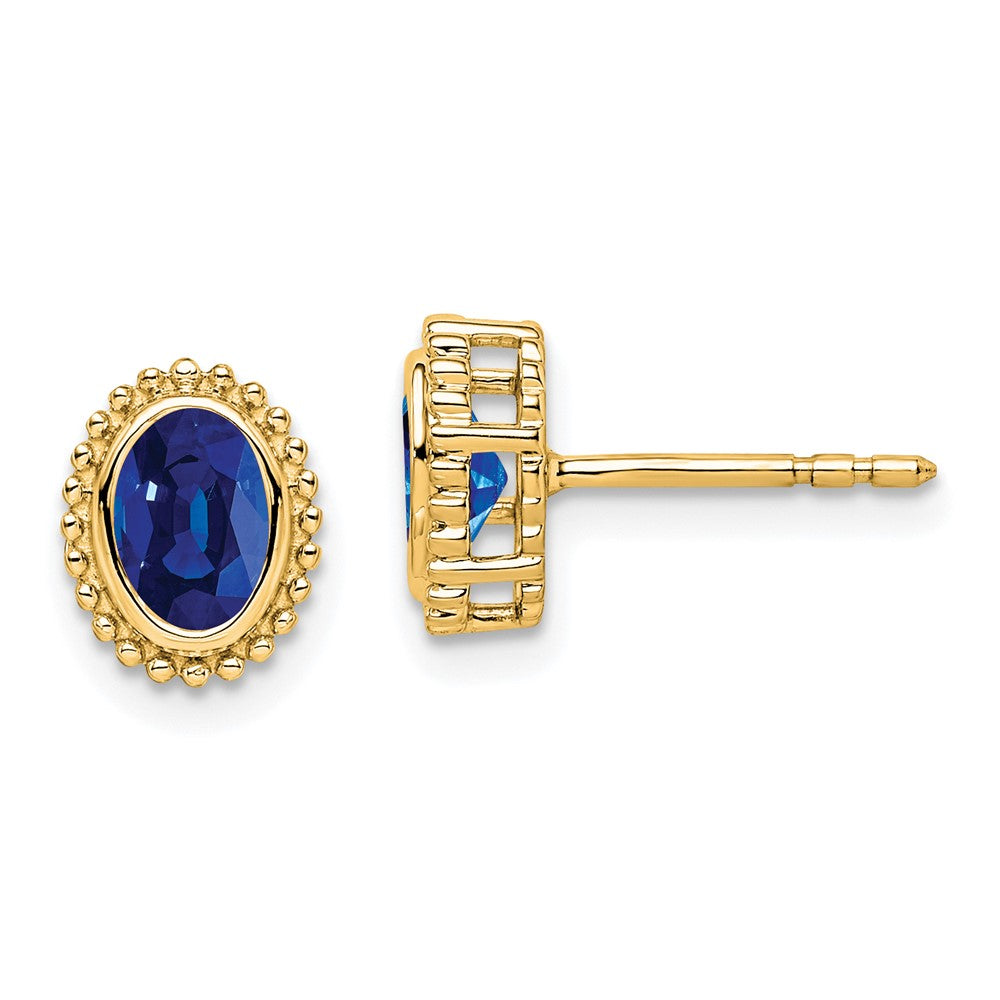 14k Oval Sapphire Post Earrings (1.55 grams)