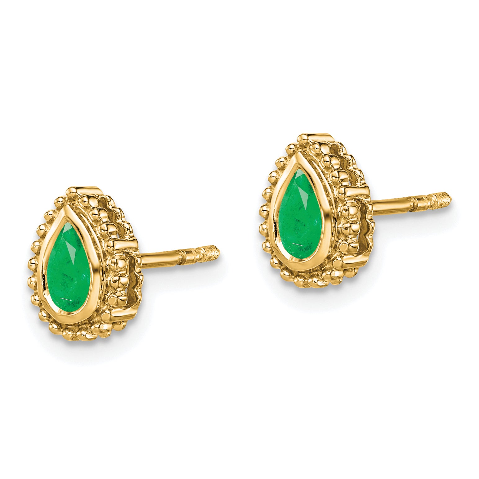 14k Pear Emerald Post Earrings (1.6 grams)