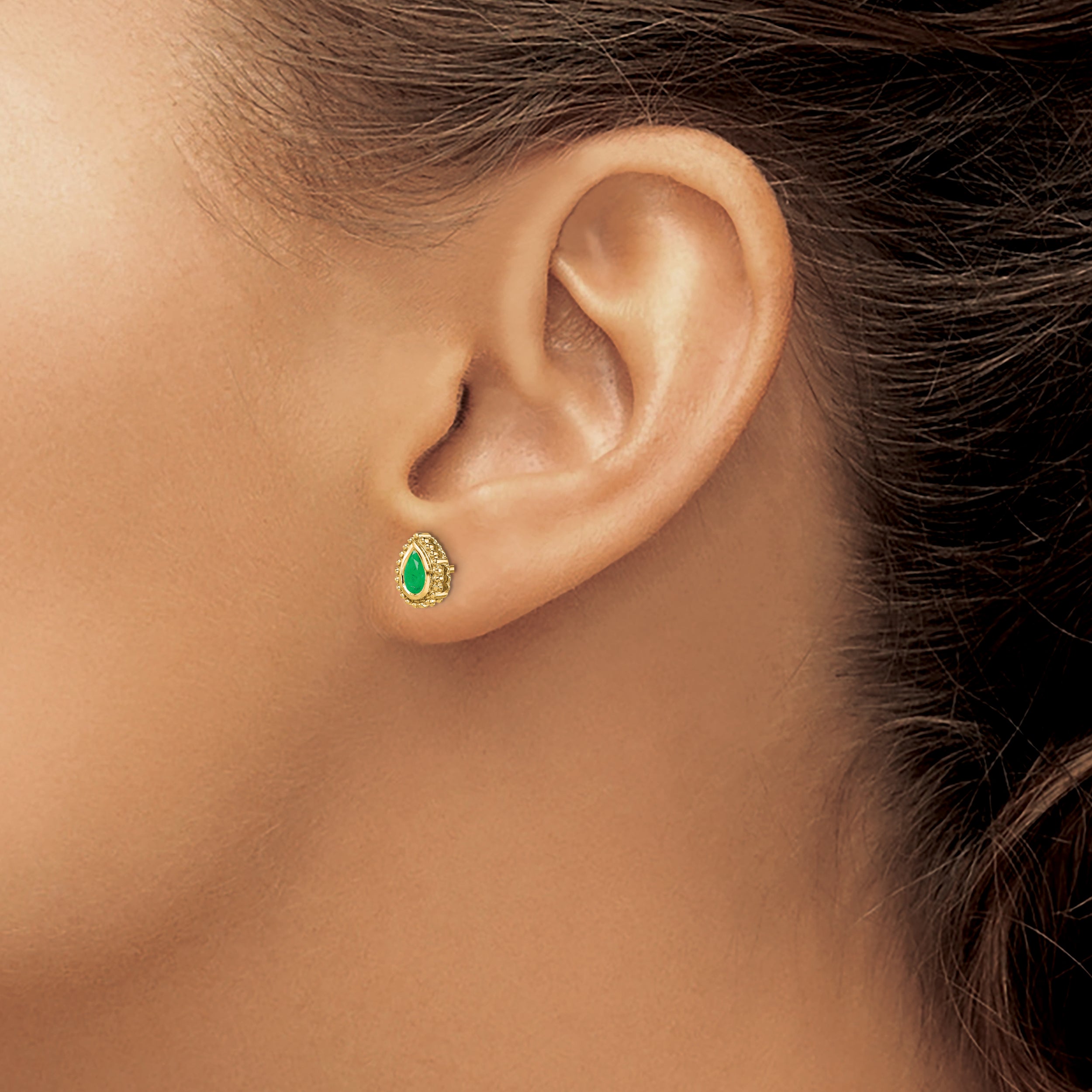 14k Pear Emerald Post Earrings (1.6 grams)