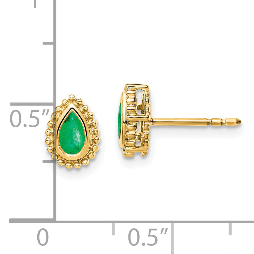 14k Pear Emerald Post Earrings (1.6 grams)