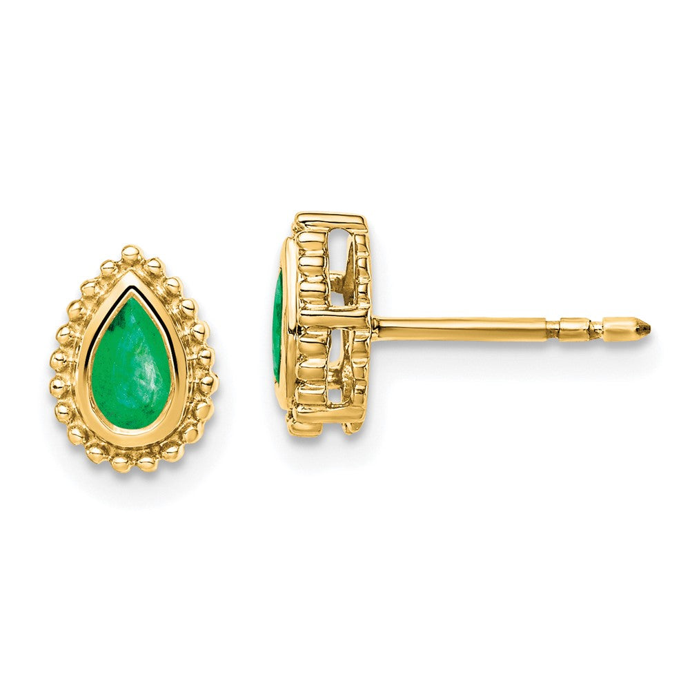 14k Pear Emerald Post Earrings (1.6 grams)