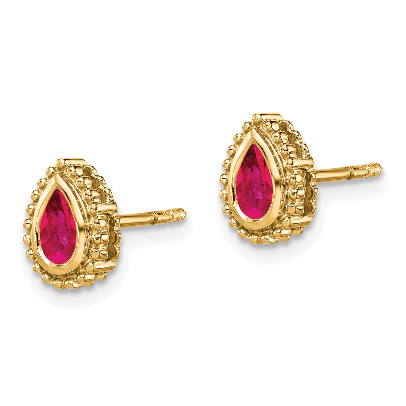 14k Pear Ruby Post Earrings (1.6 grams)