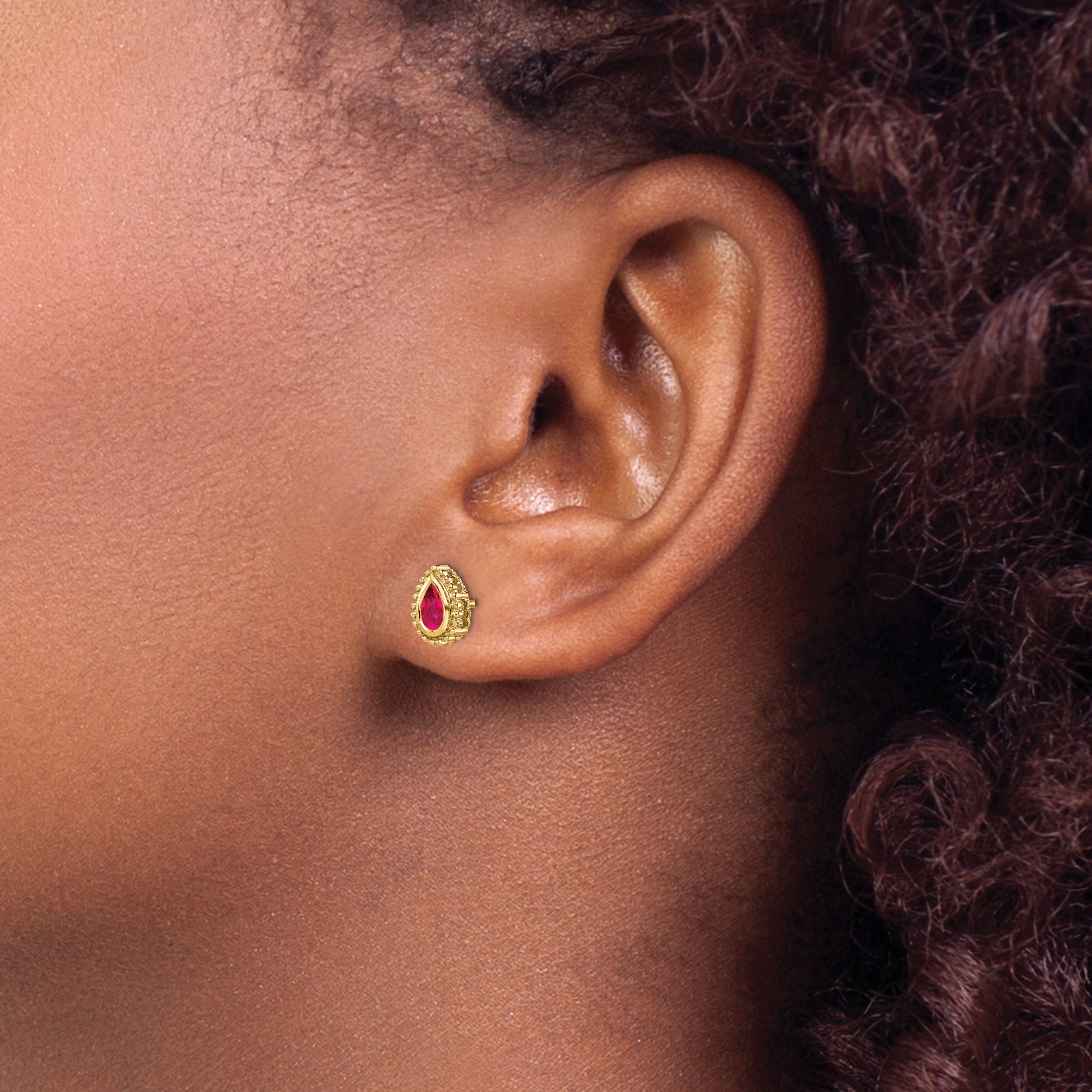 14k Pear Ruby Post Earrings (1.6 grams)