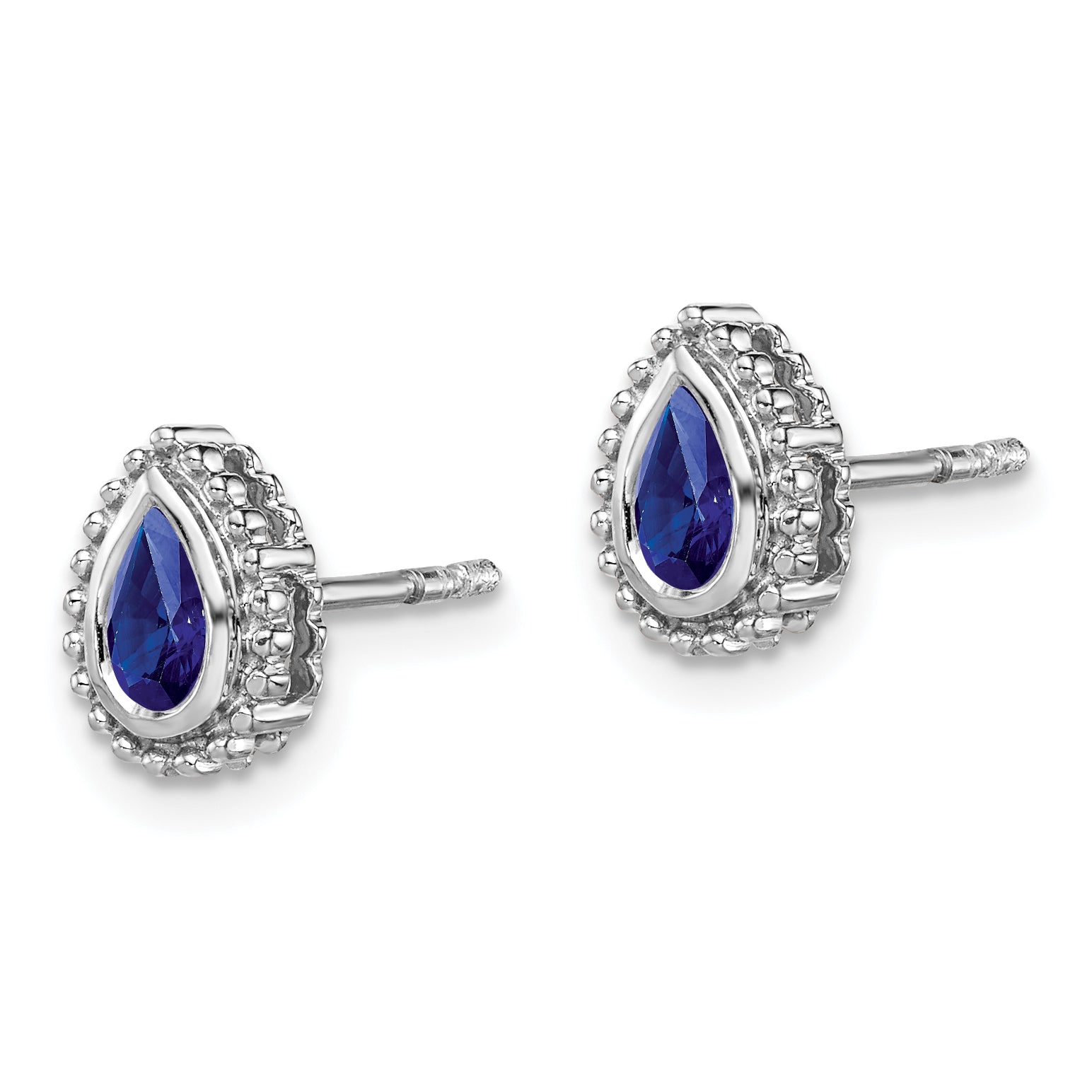 14k White Gold Pear Sapphire Post Earrings (1.6 grams)