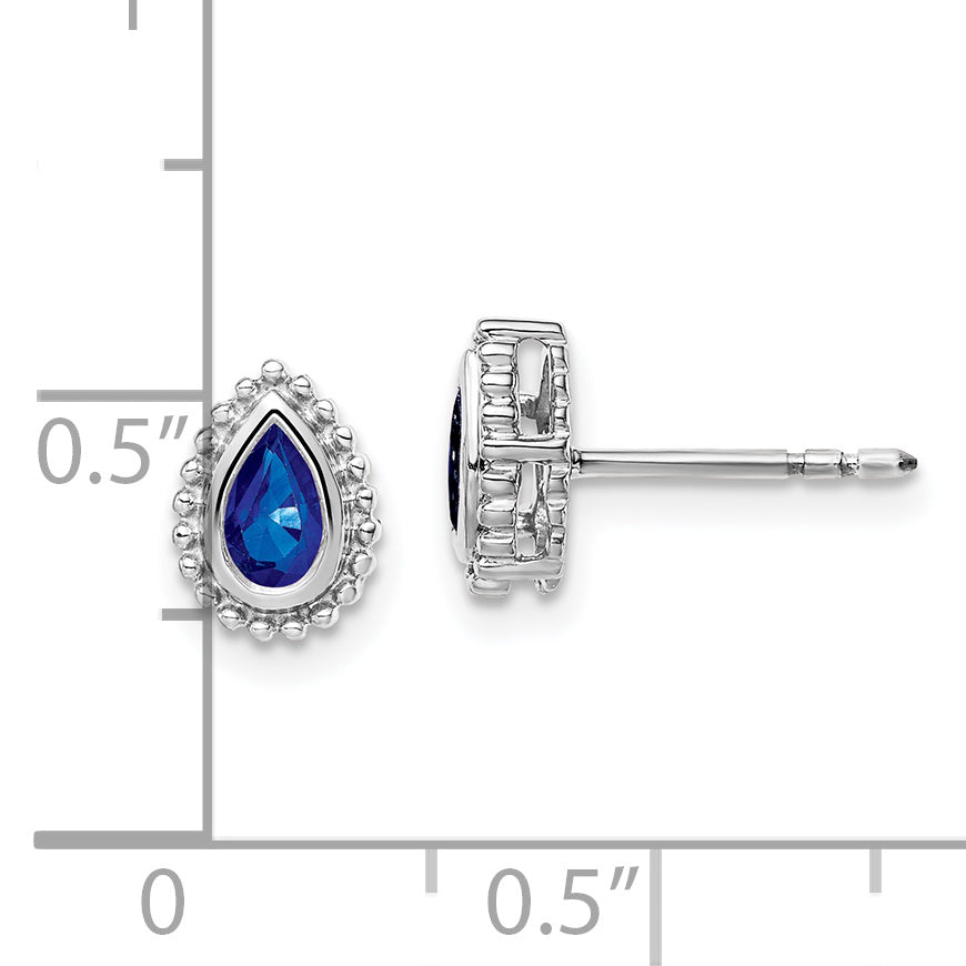 14k White Gold Pear Sapphire Post Earrings (1.6 grams)