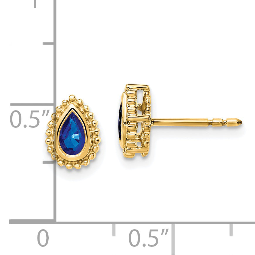 14k Pear Sapphire Post Earrings (1.6 grams)