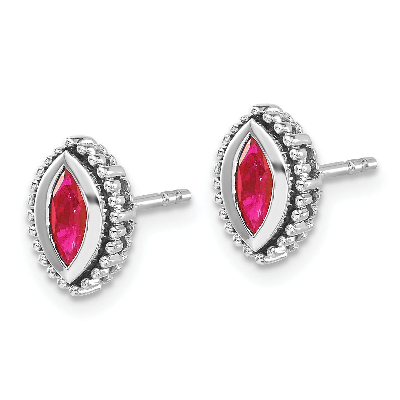 14k White Gold Marquise Ruby Post Earrings (1.8 grams)