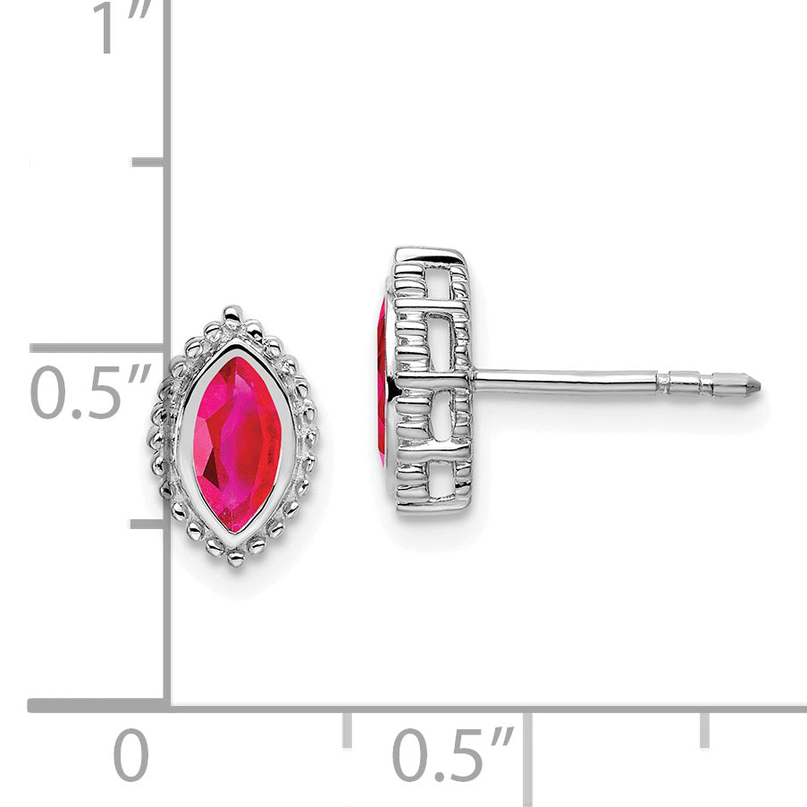 14k White Gold Marquise Ruby Post Earrings (1.8 grams)