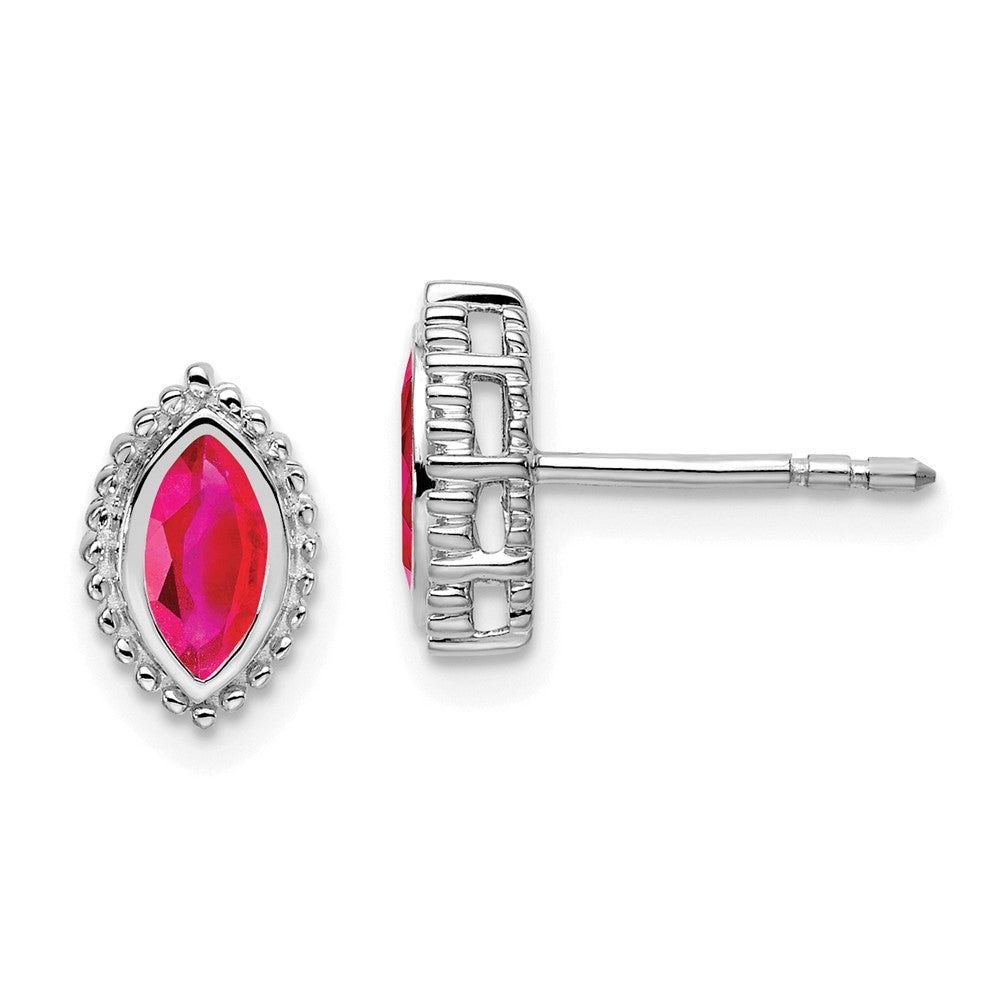 14k White Gold Marquise Ruby Post Earrings (1.8 grams)