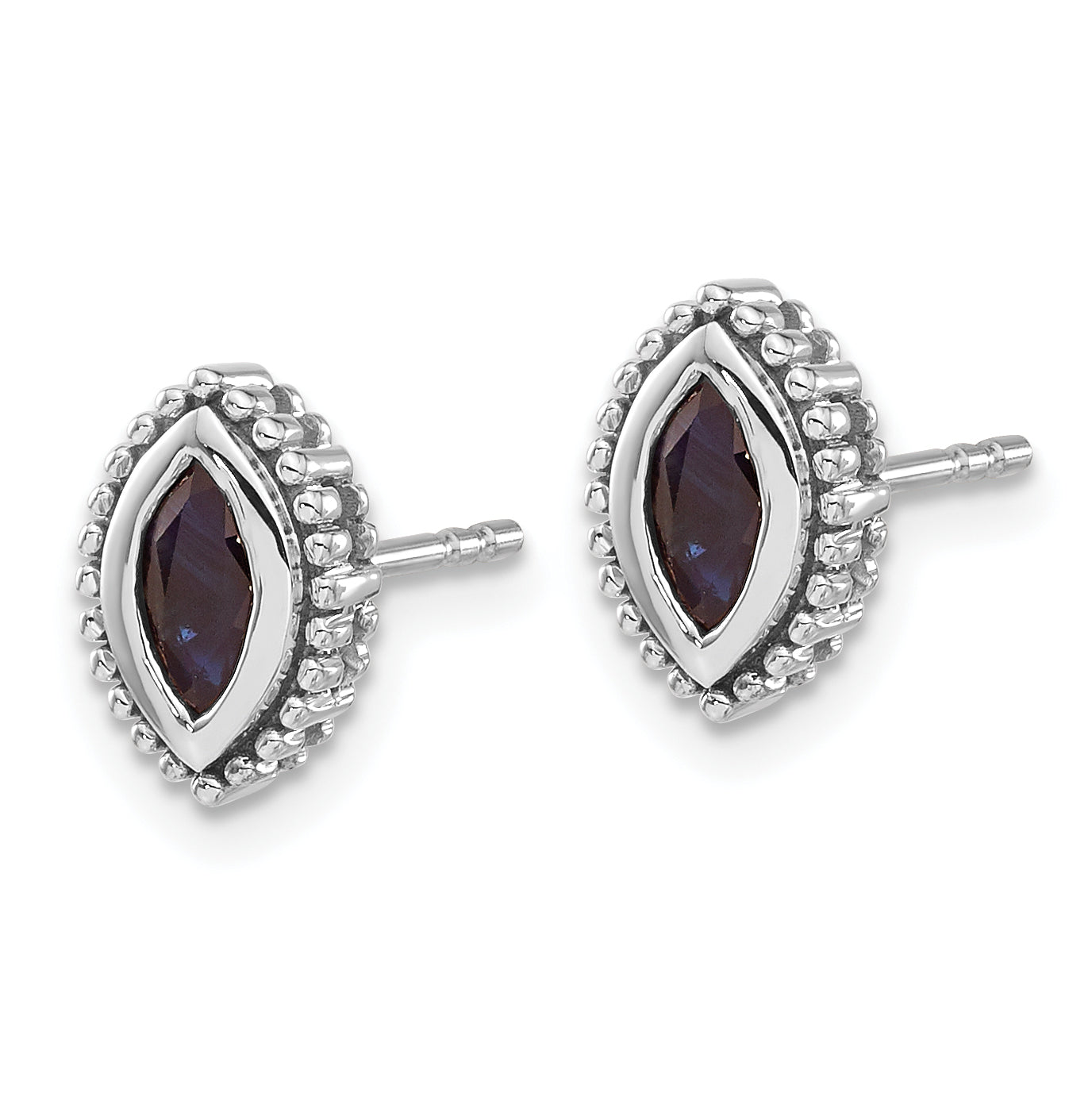 14k White Gold Marquise Sapphire Post Earrings (1.8 grams)