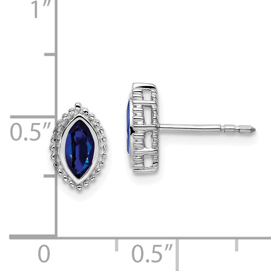 14k White Gold Marquise Sapphire Post Earrings (1.8 grams)