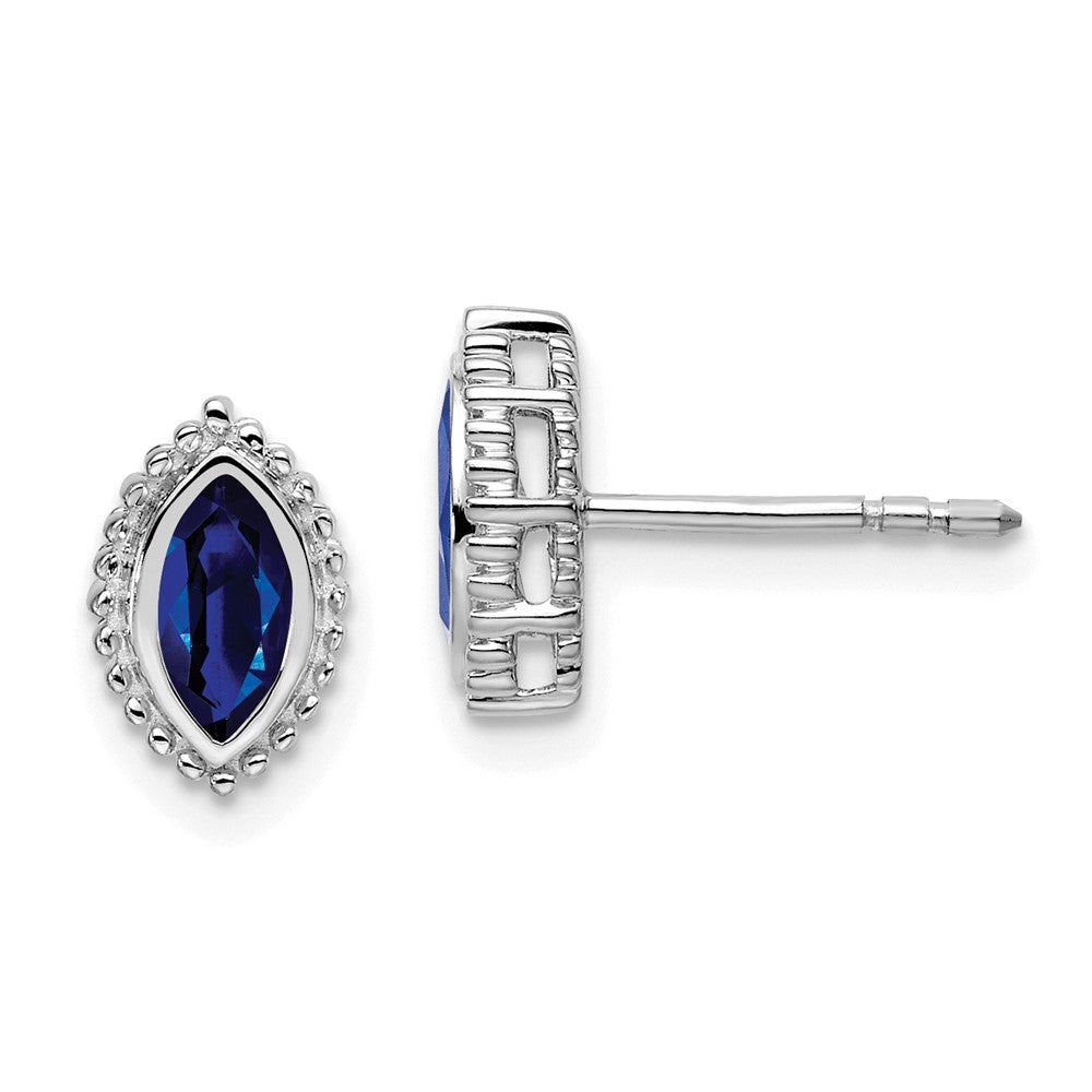 14k White Gold Marquise Sapphire Post Earrings (1.8 grams)