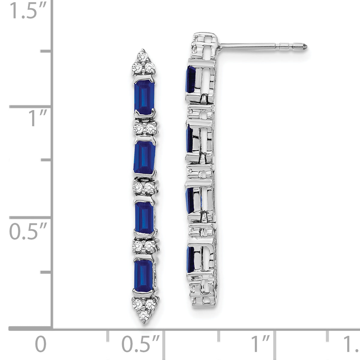 14k White Gold Sapphire and Diamond 4-stone Dangle Earrings (2.95 grams)