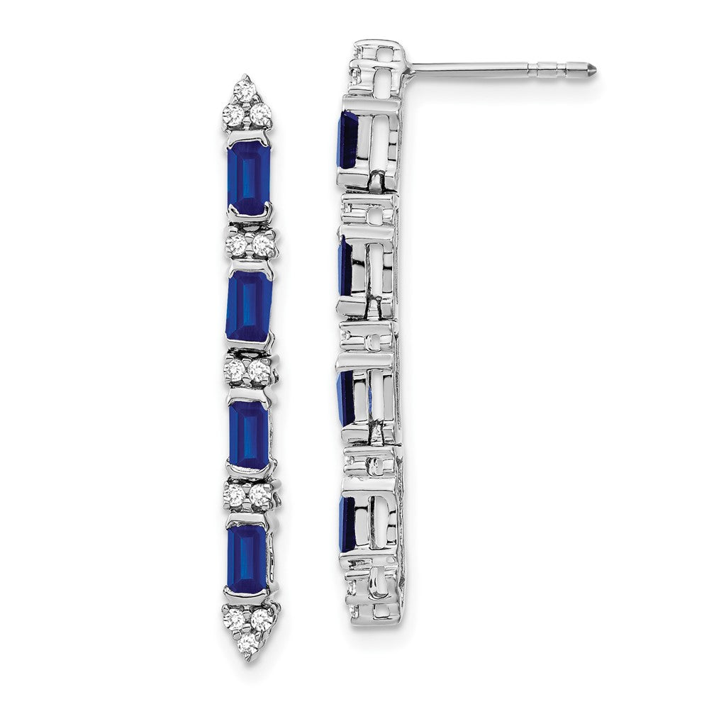 14k White Gold Sapphire and Diamond 4-stone Dangle Earrings (2.95 grams)