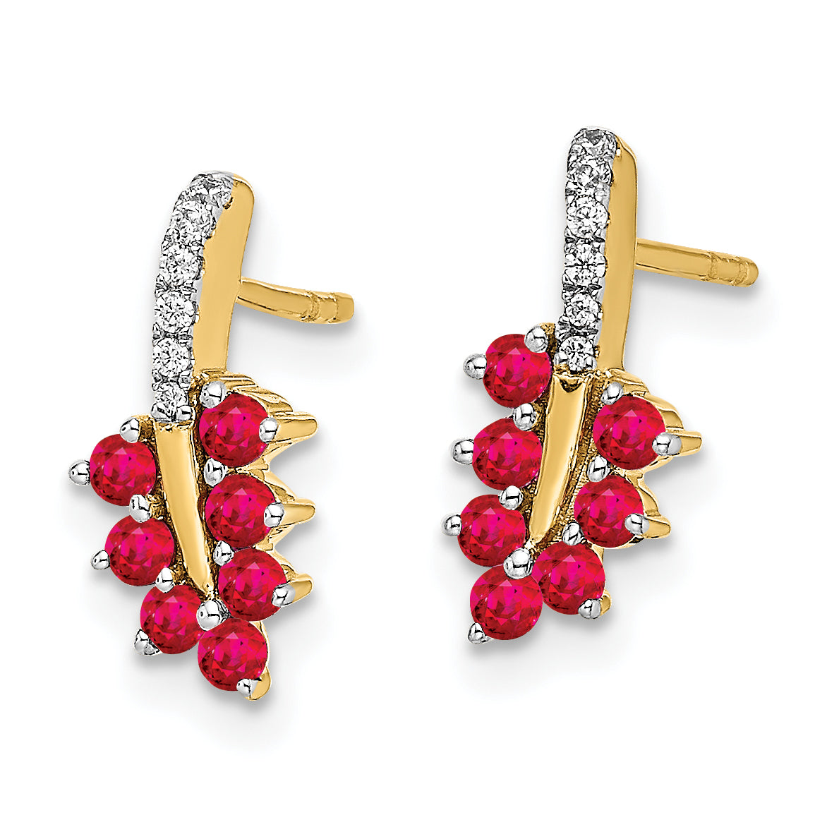 14k Ruby and Diamond Leaf Earrings (1.6 grams)