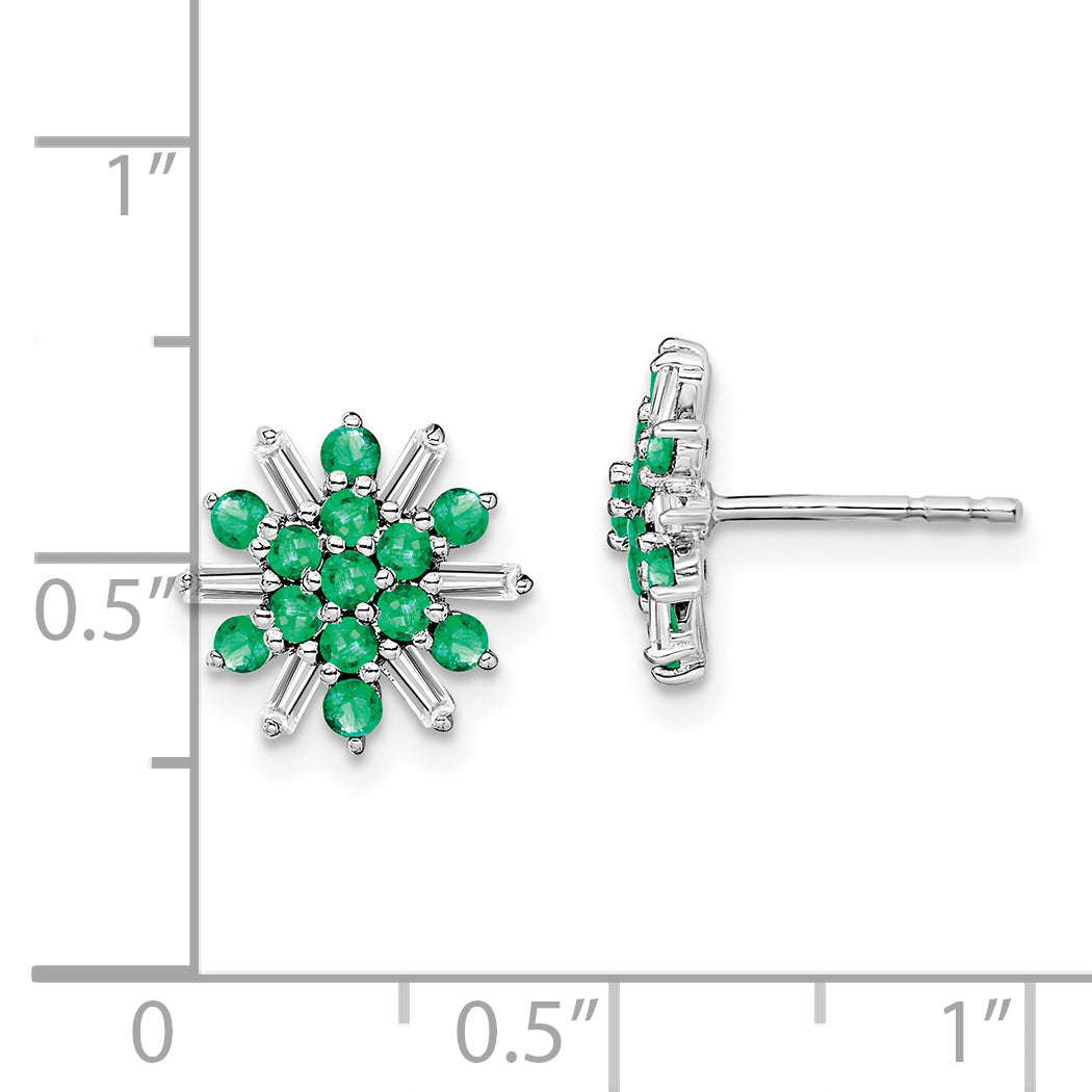 14k White Gold Emerald and Diamond Earrings (1.7 grams)