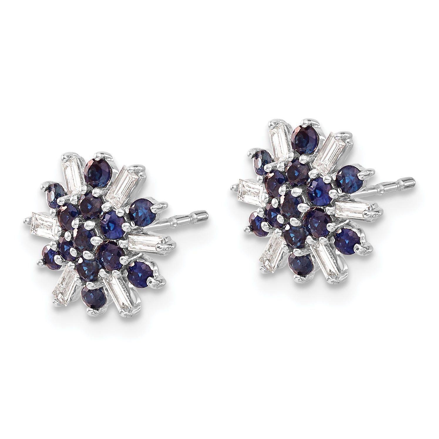 14k White Gold Sapphire and Diamond Earrings (1.7 grams)