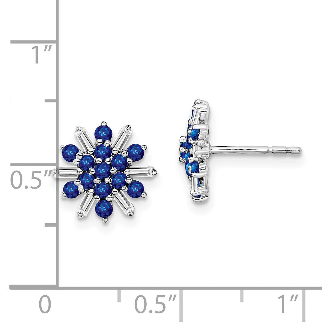 14k White Gold Sapphire and Diamond Earrings (1.7 grams)