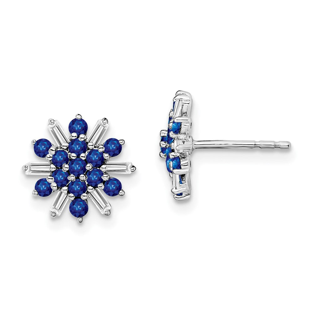 14k White Gold Sapphire and Diamond Earrings (1.7 grams)