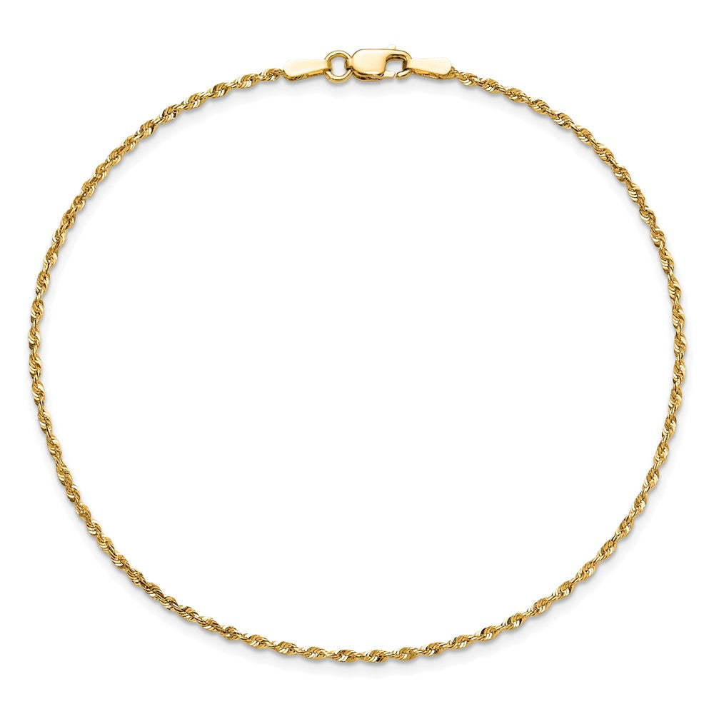 14k 1.5mm Extra-Light D/C Rope Chain Bracelet (1.21 grams)