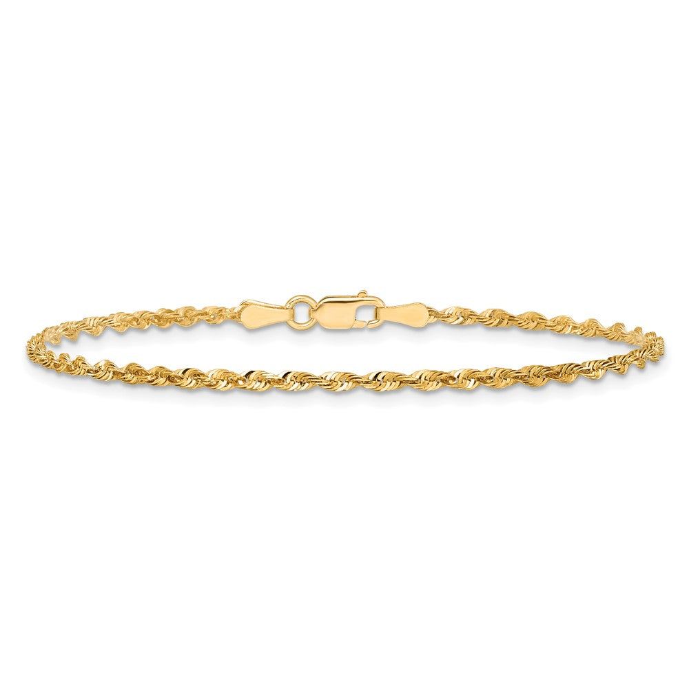 14k 2.0mm Extra-Light D/C Rope Chain Bracelet (1.82 grams)