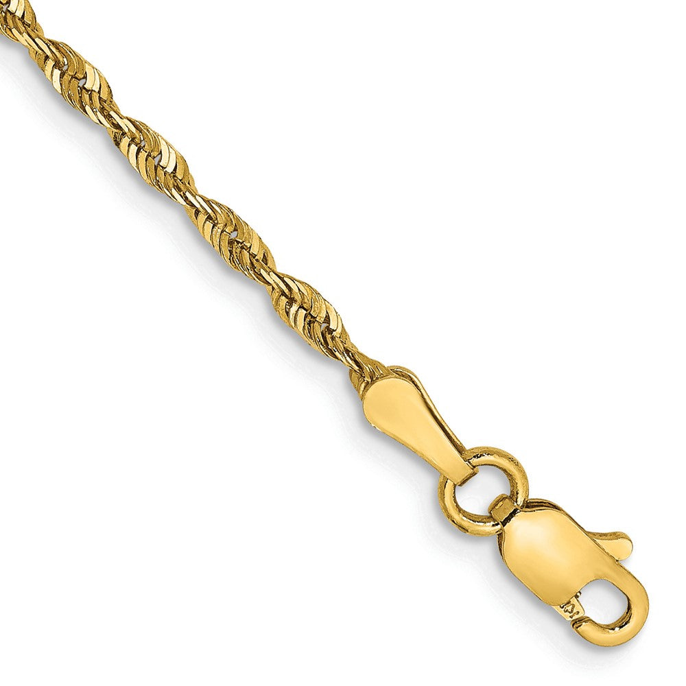14k 2.0mm Extra-Light D/C Rope Chain Bracelet (1.82 grams)
