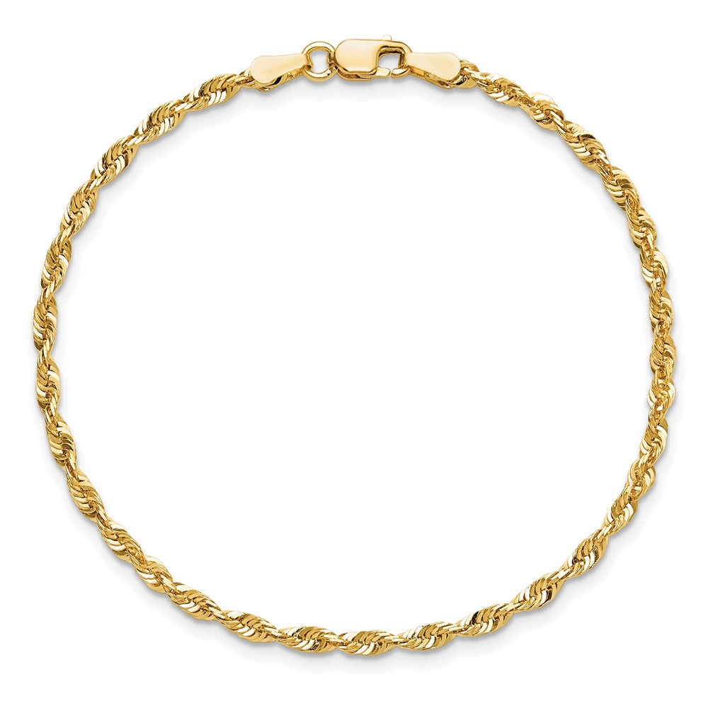 14k 2.5mm Extra-Light D/C Rope Chain Bracelet (2.65 grams)