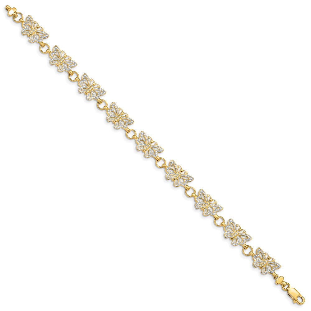14k with White Rhodium Butterfly 7 inch Bracelet (6.13 grams)