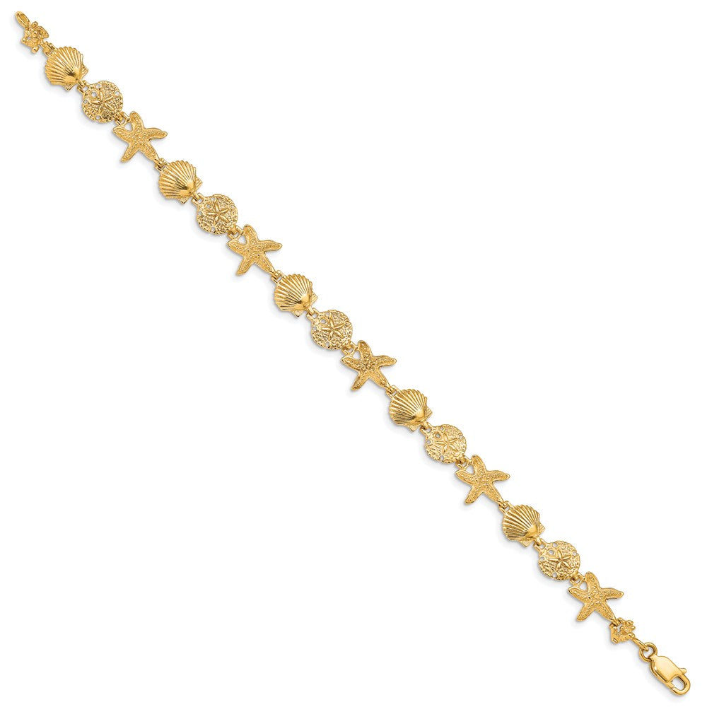 14k Yellow Gold 10 mm Seashell Theme Bracelet (7.48 grams)