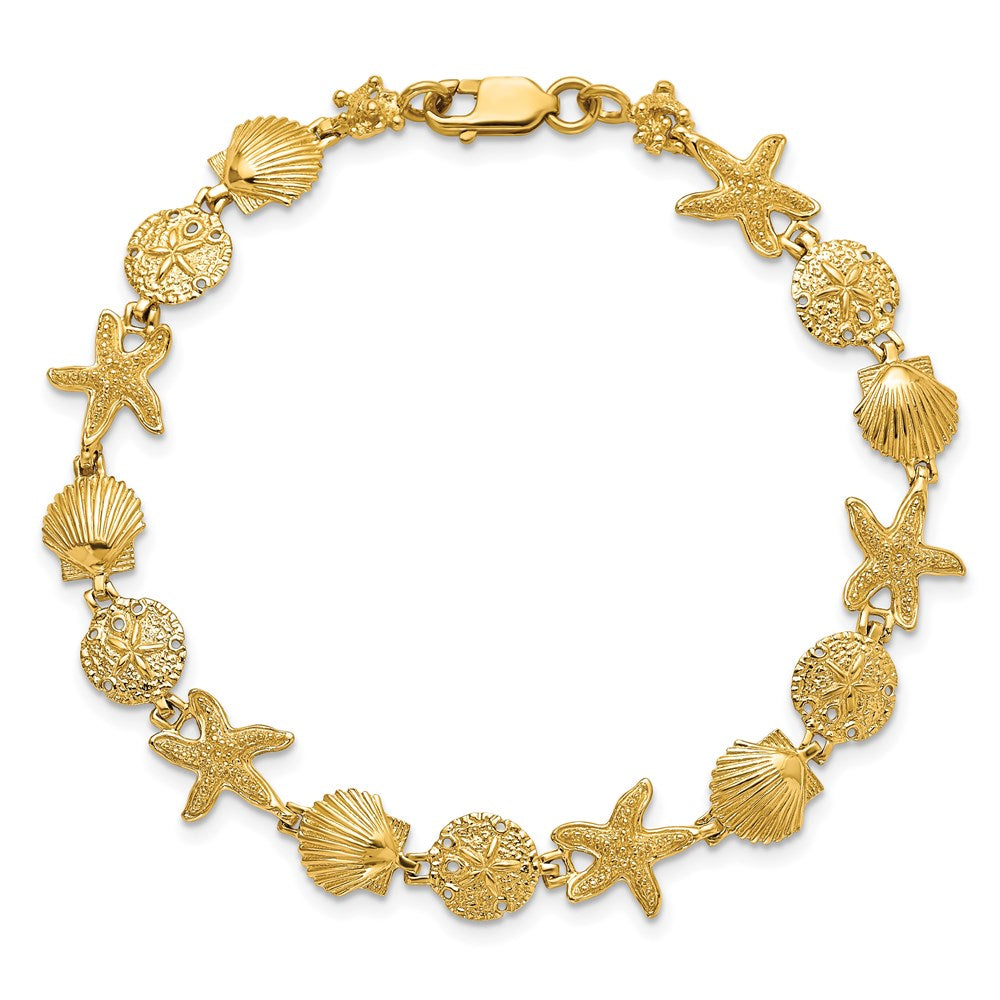 14k Yellow Gold 10 mm Seashell Theme Bracelet (7.48 grams)